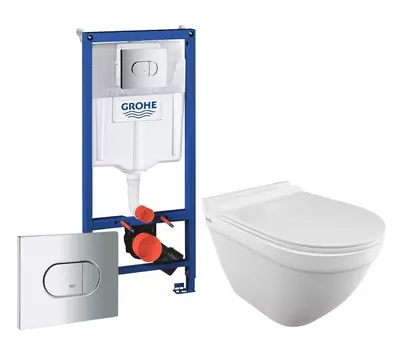 Комплект 3 в 1 инсталляция Grohe Solido 38981000 + Унитаз подвесной Iddis Cloud CLORDSEi25 + кнопка хром
