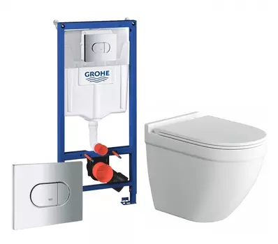 Комплект 3 в 1 инсталляция Grohe Solido 38981000 + Унитаз подвесной Owl 1975 Cirkel-H + кнопка хром