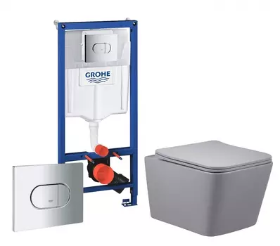 Комплект 3 в 1 инсталляция Grohe Solido 38981000 + Унитаз подвесной Vincea Q-Line VT1-12MG + кнопка хром