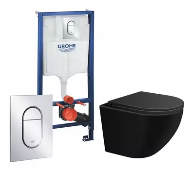 Комплект 3 в 1 инсталляция Grohe Rapid SL 39504000 + Подвесной унитаз SinteSi EVI + кнопка хром Arena Cosmopolitan