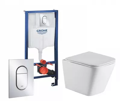 Комплект 3 в 1 инсталляция Grohe Rapid SL 39504000 + Подвесной унитаз WeltWasser Gelbach 043 GL-WT + кнопка хром Arena Cosmopolitan