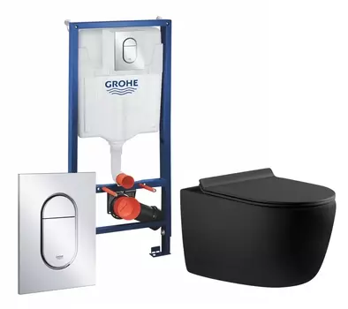 Комплект 3 в 1 инсталляция Grohe Rapid SL 39504000 + Унитаз подвесной Aquanet Cetus 287008 + кнопка хром Arena Cosmopolitan