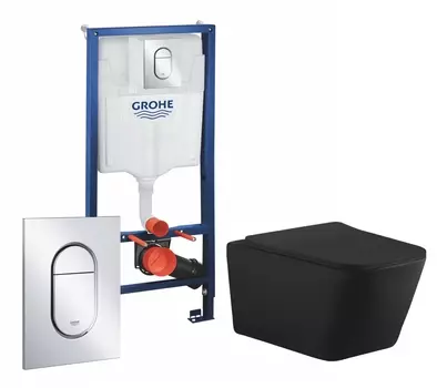 Комплект 3 в 1 инсталляция Grohe Rapid SL 39504000 + Унитаз подвесной Aquanet Tavr-W BW 287011 + кнопка хром Arena Cosmopolitan
