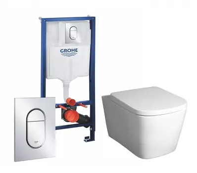 Комплект 3 в 1 инсталляция Grohe Rapid SL 39504000 + Унитаз подвесной BelBagno Albano BB120CHR + кнопка хром Arena Cosmopolitan