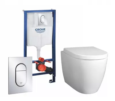 Комплект 3 в 1 инсталляция Grohe Solido 39504000 + Унитаз подвесной BelBagno Marino + кнопка хром