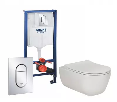 Комплект 3 в 1 инсталляция Grohe Rapid SL 39504000 + Унитаз подвесной Berges Wasserhaus Ego XL 082118 + кнопка хром Arena Cosmopolitan