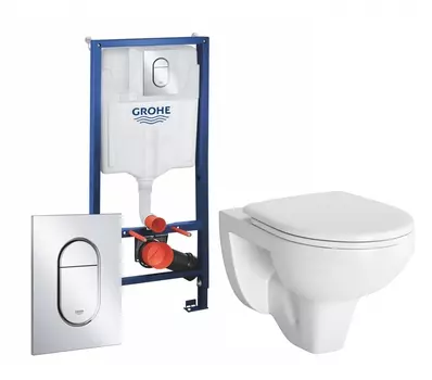 Комплект 3 в 1 инсталляция Grohe Solido 39504000 + Унитаз подвесной Berges Wasserhaus Gamma 081105 + кнопка хром