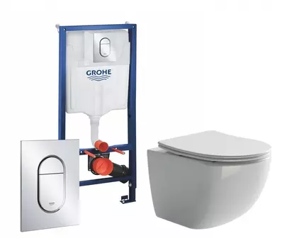Комплект 3 в 1 инсталляция Grohe Rapid SL 39504000 +Унитаз подвесной Ceramica Nova Forma CN3009 + кнопка хром Arena Cosmopolitan