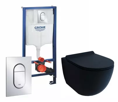 Комплект 3 в 1 инсталляция Grohe Rapid SL 39504000 + Унитаз подвесной Esbano Garcia + кнопка хром Arena Cosmopolitan