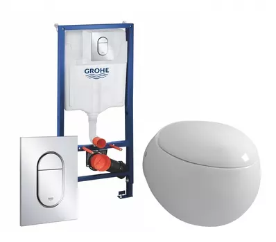 Комплект 3 в 1 инсталляция Grohe Solido 39504000 + Унитаз подвесной Grossman GR-4442 + кнопка хром