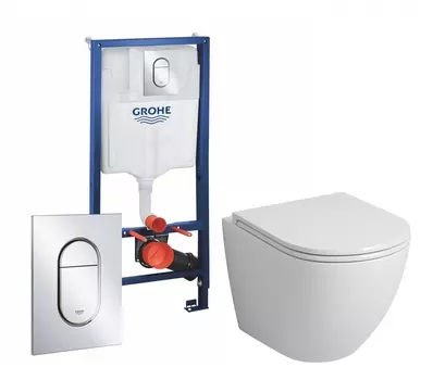 Комплект 3 в 1 инсталляция Grohe Rapid SL 39504000 + Унитаз подвесной Grossman GR-4455S + кнопка хром Arena Cosmopolitan