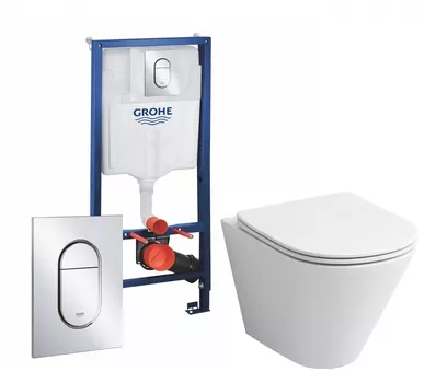 Комплект 3 в 1 инсталляция Grohe Solido 39504000 + Унитаз подвесной Grossman GR-4477S + кнопка хром