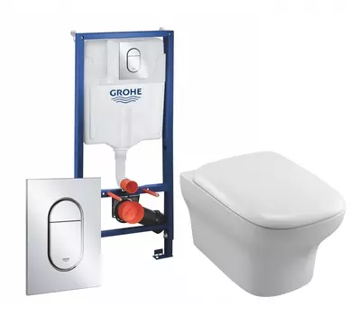 Комплект 3 в 1 инсталляция Grohe Rapid SL 39504000 + Унитаз подвесной Jacob Delafon Vox EDM102-00 + кнопка хром Arena Cosmopolitan