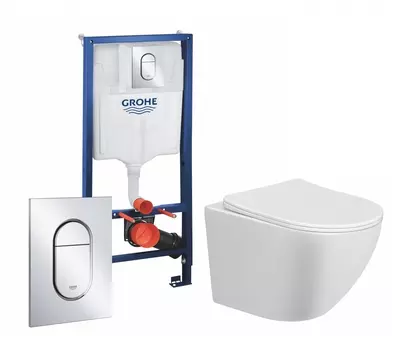 Комплект 3 в 1 инсталляция Grohe Rapid SL 39504000 + Унитаз подвесной Taliente Amato AM25010 + кнопка хром Arena Cosmopolitan