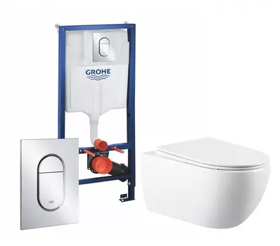 Комплект 3 в 1 инсталляция Grohe Rapid SL 39504000 + Унитаз подвесной Vincea Evo VT1-34 + кнопка хром Arena Cosmopolitan