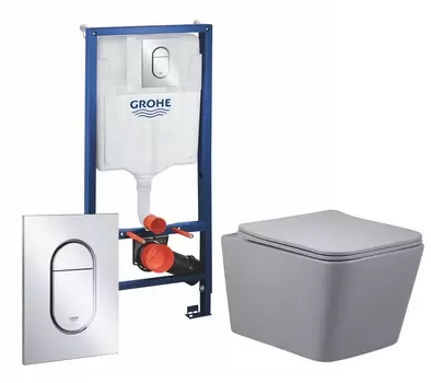 Комплект 3 в 1 инсталляция Grohe Solido 39504000 + Унитаз подвесной Vincea Q-Line VT1-12MG + кнопка хром