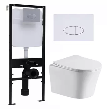 Комплект 3 в 1 инсталляция Logan H1067-1170 297674 + Подвесной унитаз CeruttiSpa Adige Aria CT7837 + кнопка белая