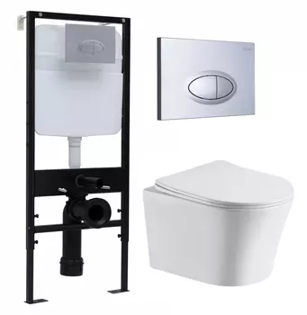 Комплект 3 в 1 инсталляция Logan H1067-1170 297674 + Подвесной унитаз CeruttiSpa Adige Aria CT7837 + кнопка хром матовый