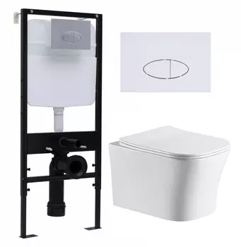 Комплект 3 в 1 инсталляция Logan H1067-1170 297674 + Подвесной унитаз CeruttiSpa Marmolada aria CT7778 + кнопка белая