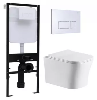 Комплект 3 в 1 инсталляция Logan H1067-1170 297674 + Подвесной унитаз CeruttiSpa Marmolada aria CT7778 + кнопка белая