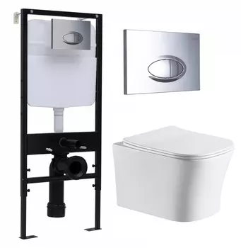 Комплект 3 в 1 инсталляция Logan H1067-1170 297674 + Подвесной унитаз CeruttiSpa Marmolada aria CT7778 + кнопка хром