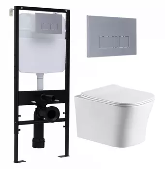 Комплект 3 в 1 инсталляция Logan H1067-1170 297674 + Подвесной унитаз CeruttiSpa Marmolada aria CT7778 + кнопка хром матовый