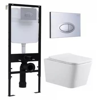 Комплект 3 в 1 инсталляция Logan H1067-1170 297674 + Подвесной унитаз SinteSi BALTI + кнопка хром матовый