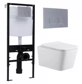 Комплект 3 в 1 инсталляция Logan H1067-1170 297674 + Подвесной унитаз SinteSi BALTI + кнопка хром матовый