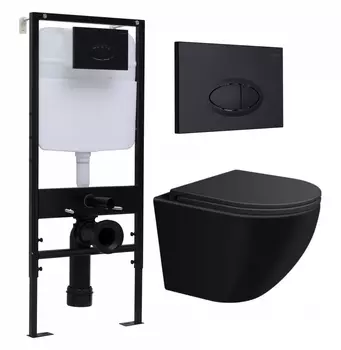 Комплект 3 в 1 инсталляция Logan H1067-1170 297674 + Подвесной унитаз SinteSi EVI + кнопка черная матовая