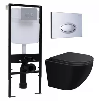 Комплект 3 в 1 инсталляция Logan H1067-1170 297674 + Подвесной унитаз SinteSi EVI + кнопка хром матовый