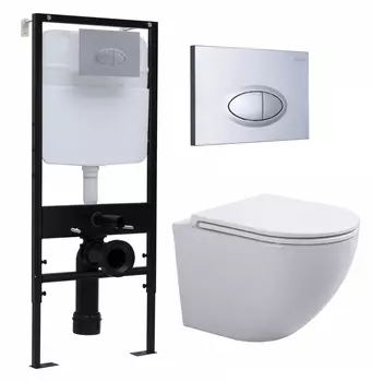 Комплект 3 в 1 инсталляция Logan H1067-1170 297674 + Подвесной унитаз SinteSi EVI + кнопка хром матовый