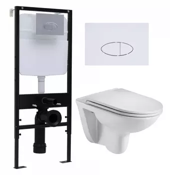 Комплект 3 в 1 инсталляция Logan H1067-1170 297674 + Подвесной унитаз WeltWasser Baarbach 004 GL-WT + кнопка белая