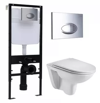 Комплект 3 в 1 инсталляция Logan H1067-1170 297674 + Подвесной унитаз WeltWasser Baarbach 004 GL-WT + кнопка хром