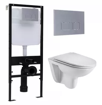 Комплект 3 в 1 инсталляция Logan H1067-1170 297674 + Подвесной унитаз WeltWasser Baarbach 004 GL-WT + кнопка хром матовый