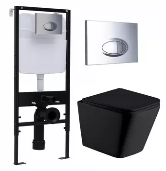 Комплект 3 в 1 инсталляция Logan H1067-1170 297674 + Подвесной унитаз WeltWasser Gelbach 041 MT-BL + кнопка хром