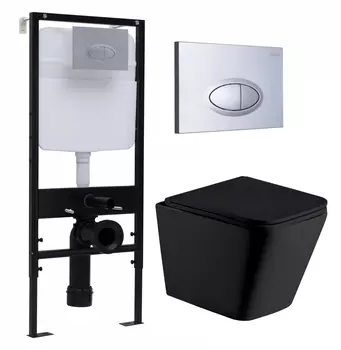 Комплект 3 в 1 инсталляция Logan H1067-1170 297674 + Подвесной унитаз WeltWasser Gelbach 041 MT-BL + кнопка хром матовый