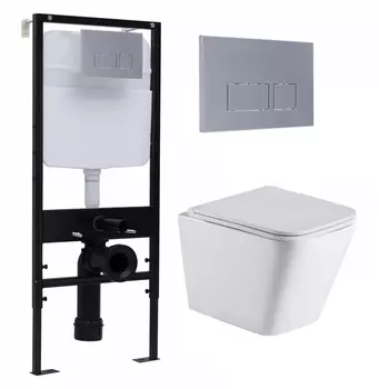 Комплект 3 в 1 инсталляция Logan H1067-1170 297674 + Подвесной унитаз WeltWasser Gelbach 043 GL-WT + кнопка хром матовый