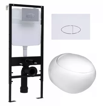 Комплект 3 в 1 инсталляция Logan H1067-1170 297674 + Подвесной унитаз WeltWasser Jeckenbach + кнопка белая