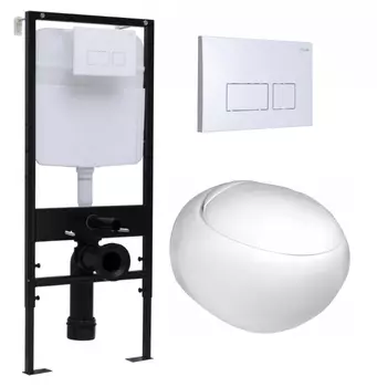 Комплект 3 в 1 инсталляция Logan H1067-1170 297674 + Подвесной унитаз WeltWasser Jeckenbach + кнопка белая