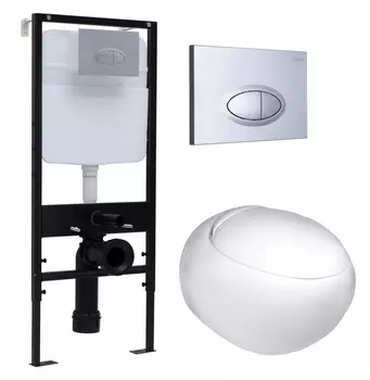 Комплект 3 в 1 инсталляция Logan H1067-1170 297674 + Подвесной унитаз WeltWasser Jeckenbach + кнопка хром матовый