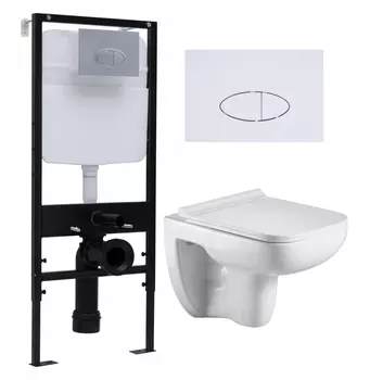 Комплект 3 в 1 инсталляция Logan H1067-1170 297674 + Подвесной унитаз WeltWasser Kehlbach 004 GL-WT + кнопка белая