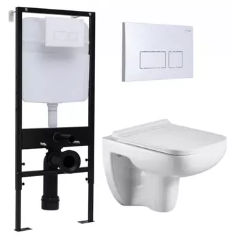 Комплект 3 в 1 инсталляция Logan H1067-1170 297674 + Подвесной унитаз WeltWasser Kehlbach 004 GL-WT + кнопка белая