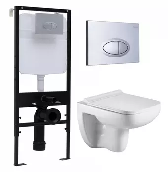 Комплект 3 в 1 инсталляция Logan H1067-1170 297674 + Подвесной унитаз WeltWasser Kehlbach 004 GL-WT + кнопка хром матовый