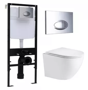 Комплект 3 в 1 инсталляция Logan H1067-1170 297674 + Подвесной унитаз WeltWasser Merzbach 043 GL-WT + кнопка хром