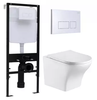 Комплект 3 в 1 инсталляция Logan H1067-1170 297674 + Подвесной унитаз WeltWasser Odenbach 004 GL-WT + кнопка белая