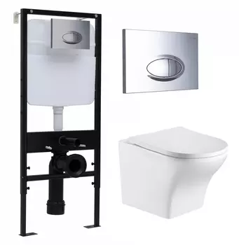 Комплект 3 в 1 инсталляция Logan H1067-1170 297674 + Подвесной унитаз WeltWasser Odenbach 004 GL-WT + кнопка хром