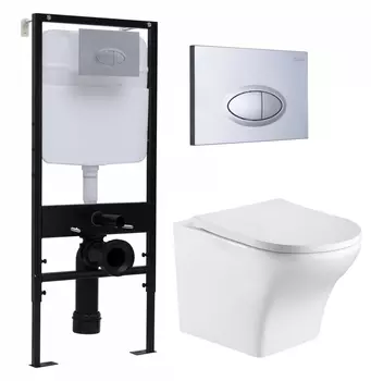 Комплект 3 в 1 инсталляция Logan H1067-1170 297674 + Подвесной унитаз WeltWasser Odenbach 004 GL-WT + кнопка хром матовый