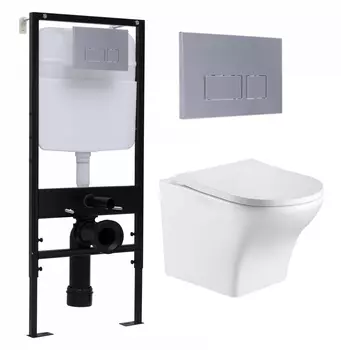 Комплект 3 в 1 инсталляция Logan H1067-1170 297674 + Подвесной унитаз WeltWasser Odenbach 004 GL-WT + кнопка хром матовый