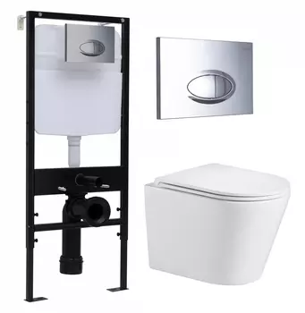 Комплект 3 в 1 инсталляция Logan H1067-1170 297674 + Подвесной унитаз WeltWasser Salzbach 043 GL-WT + кнопка хром