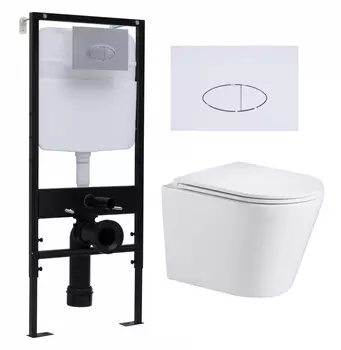 Комплект 3 в 1 инсталляция Logan H1067-1170 297674 + Подвесной унитаз WeltWasser Salzbach 043 GL-WT + кнопка белая